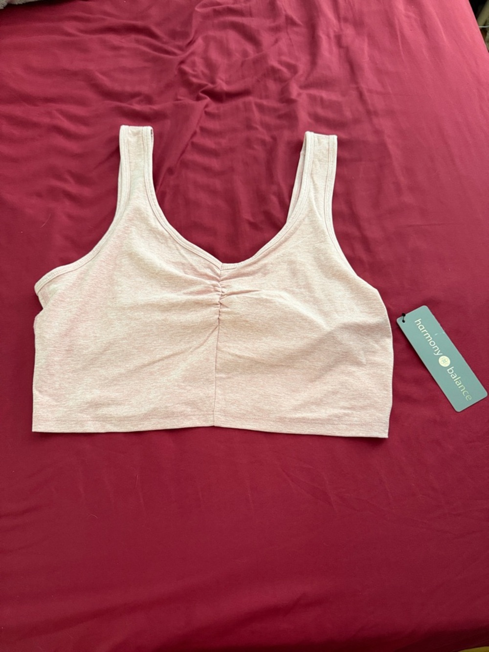 Harmony & Balance Blush Pink Ruched Sports Bra